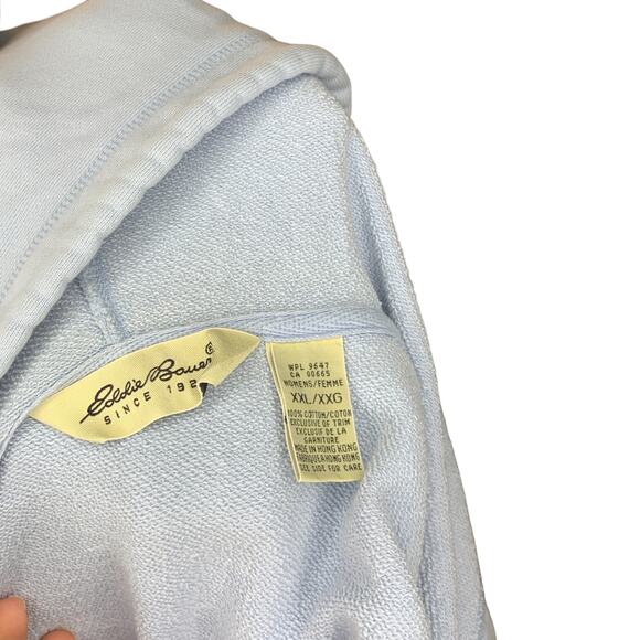 Eddie Bauer Baby Blue Quarter Zip Pullover Hoodie Sweatshirt Size XXL - Picture 6 of 6